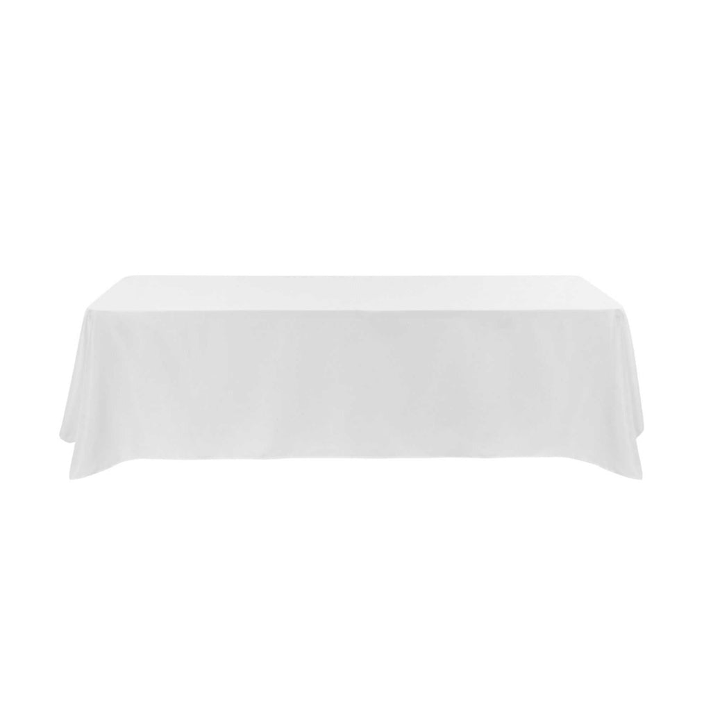 Table Tek Rectangle White Polyester Cloth Table Cover - Hemmed - 90" x 132" - 1 count box
