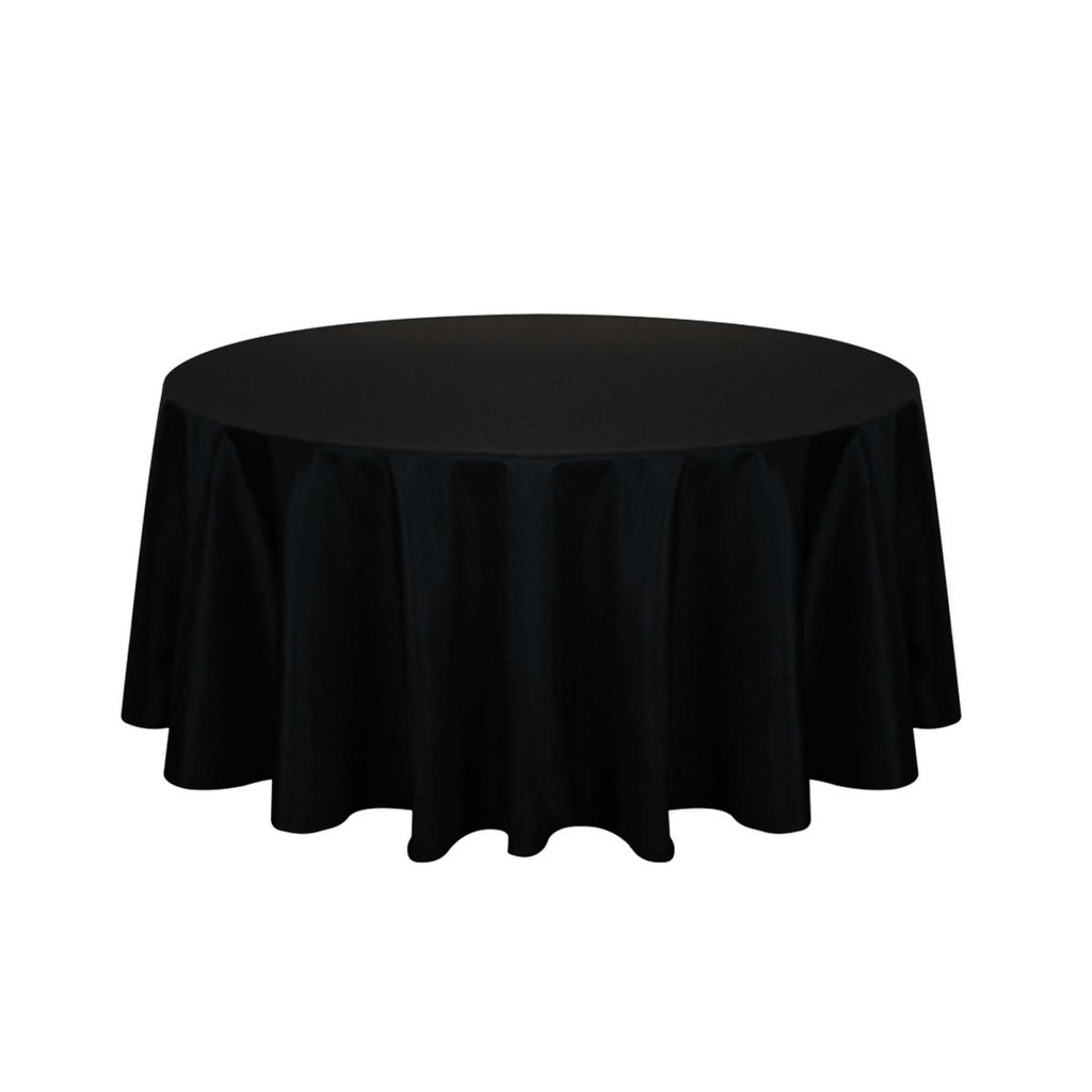 Table Tek Round Black Polyester Cloth Table Cover - Hemmed - 120" - 1 count box