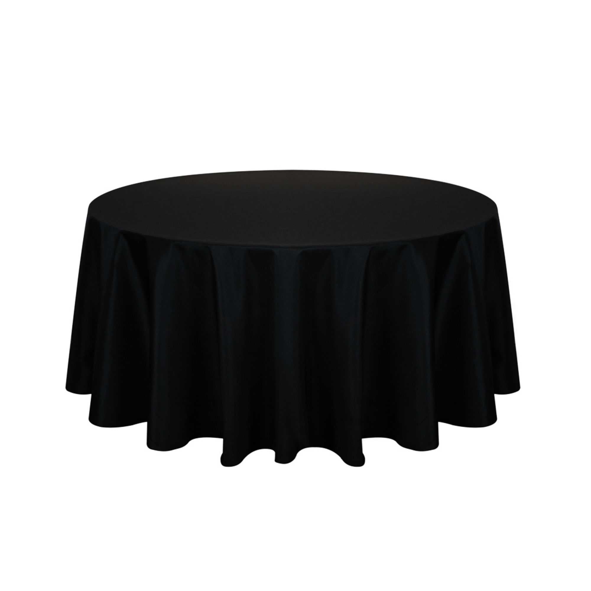Table Tek Round Black Polyester Cloth Table Cover - Hemmed - 120" - 1 count box