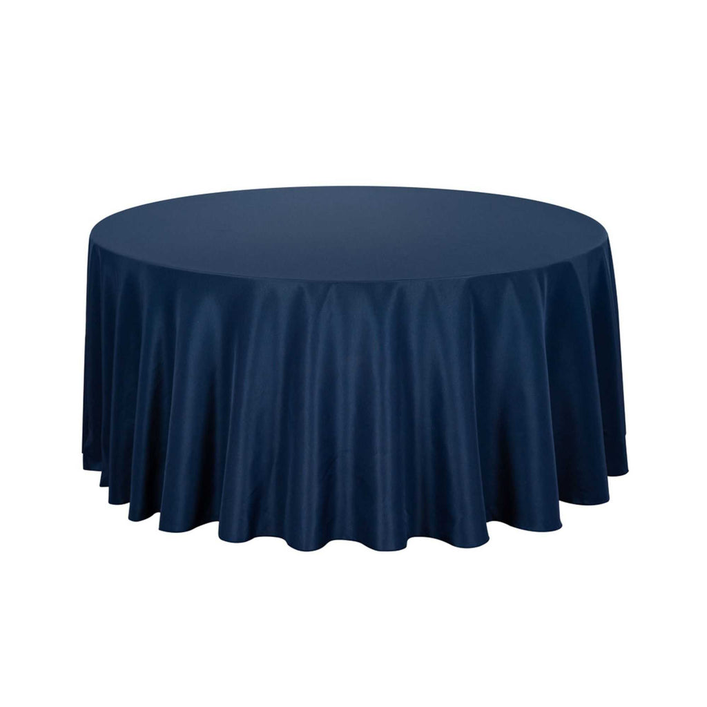 Table Tek Round Blue Polyester Cloth Table Cover - Hemmed - 120" - 1 count box