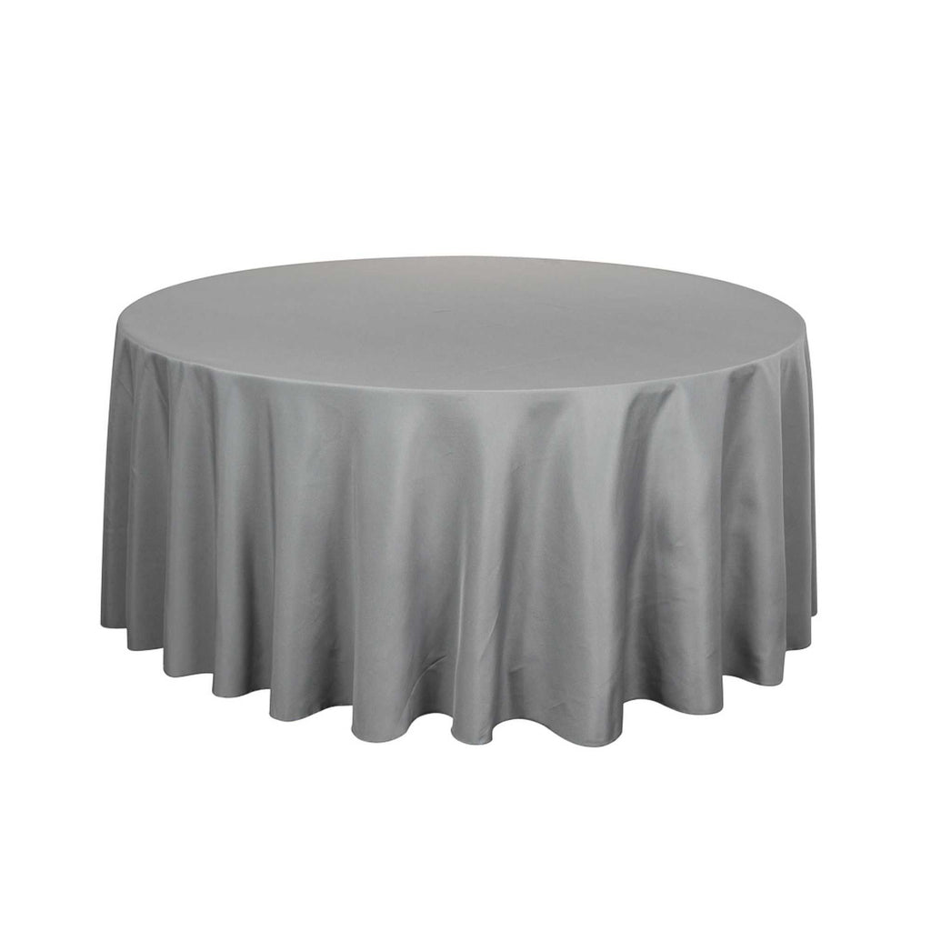 Table Tek Round Gray Polyester Cloth Table Cover - Hemmed - 120" - 1 count box