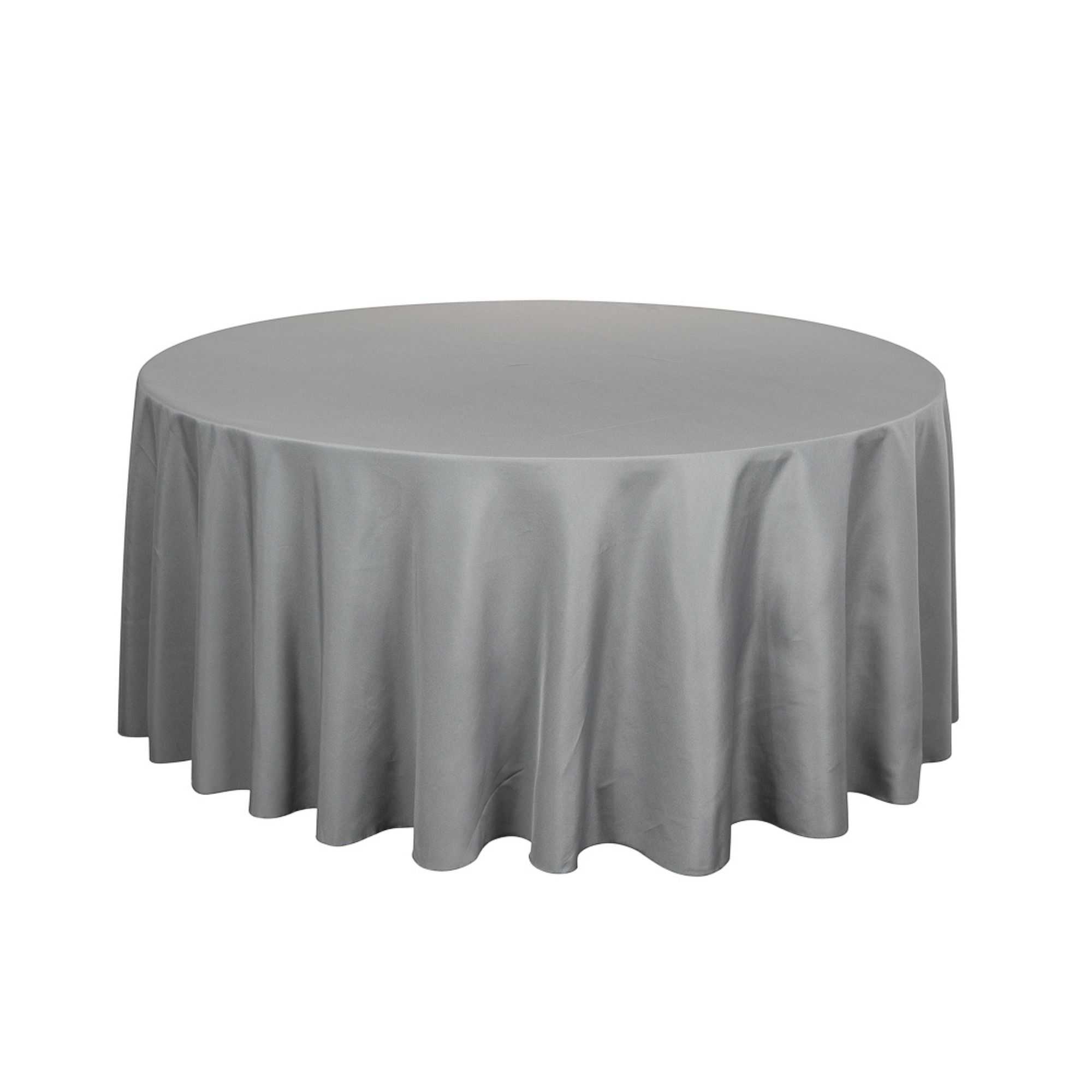 Table Tek Round Gray Polyester Cloth Table Cover - Hemmed - 120" - 1 count box