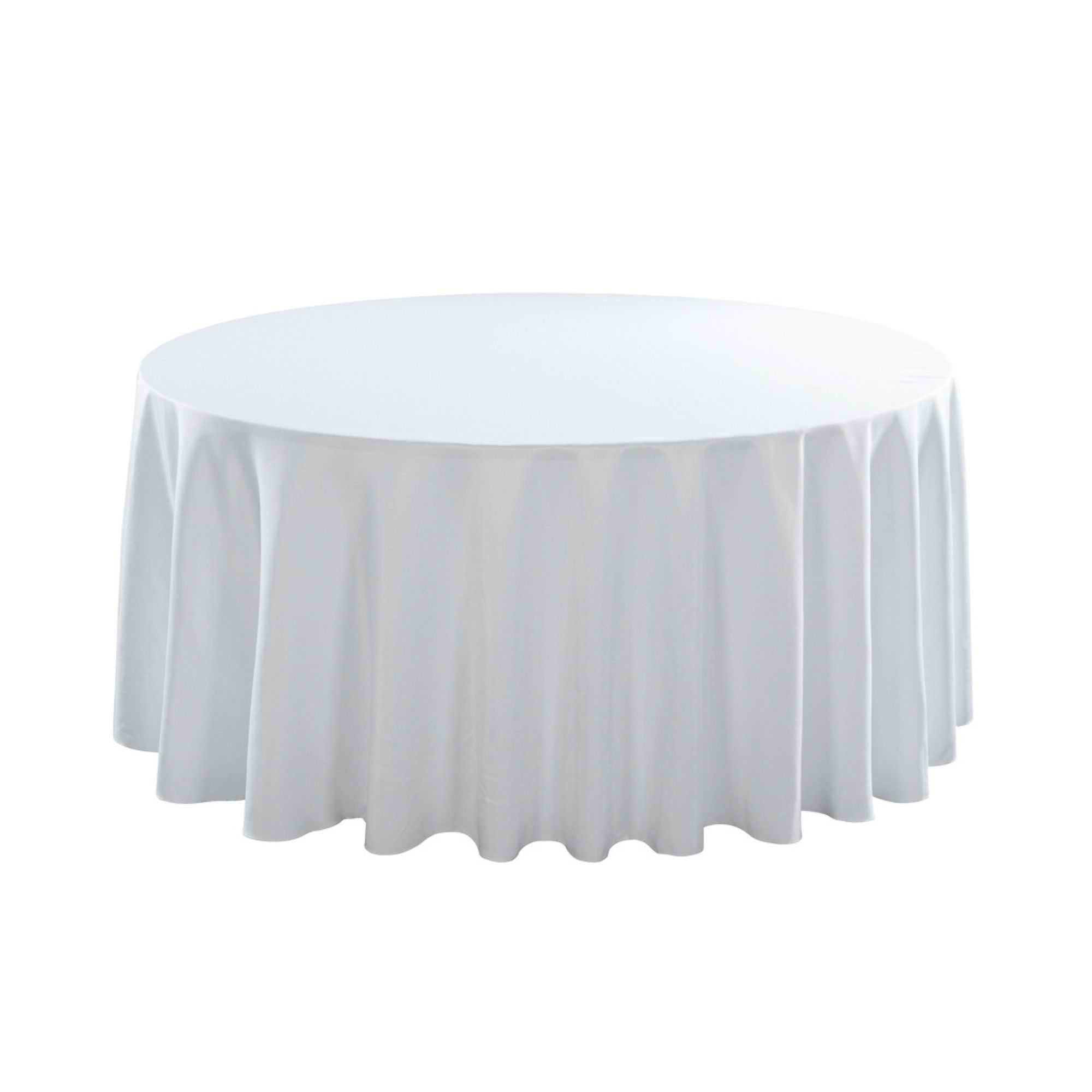 Table Tek Round White Polyester Cloth Table Cover - Hemmed - 120" - 1 count box