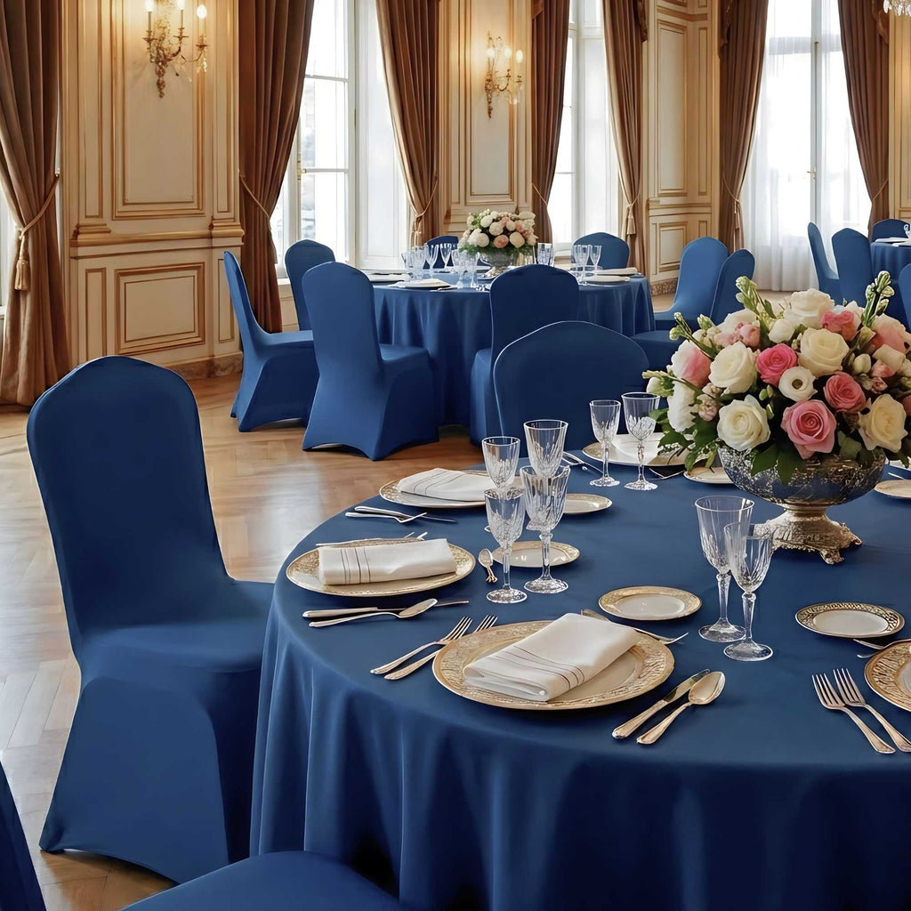 Table Tek Blue Spandex Banquet Chair Cover - Universal, Stretch - 10 count box