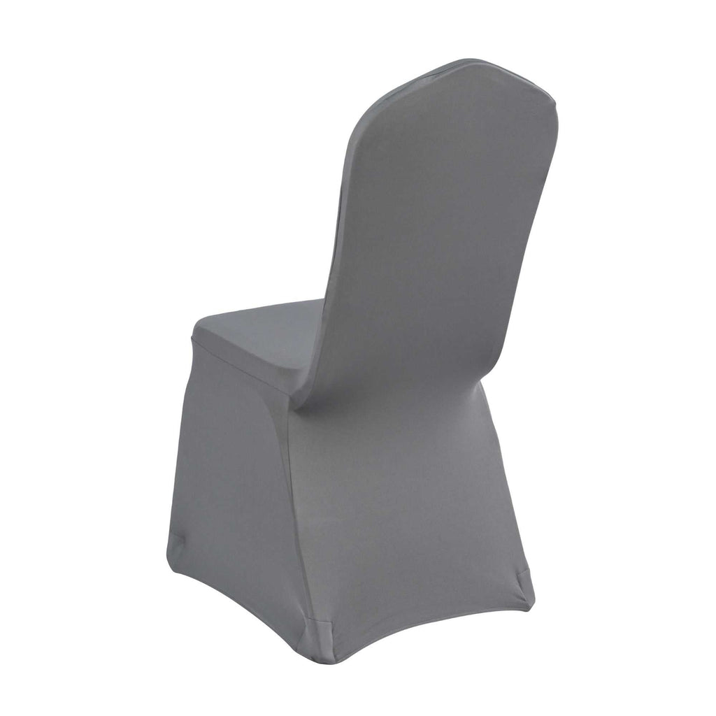 Table Tek Gray Spandex Banquet Chair Cover - Universal, Stretch - 10 count box