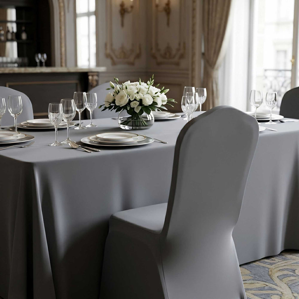 Table Tek Gray Spandex Banquet Chair Cover - Universal, Stretch - 10 count box