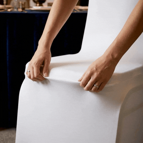 Table Tek White Spandex Banquet Chair Cover - Universal, Stretch - 10 count box