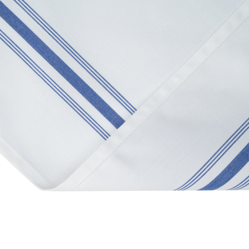 Luxenap White Woven Cloth Bistro Napkin - Blue Stripe - 18 1/2" x 22 3/4" - 10 count box