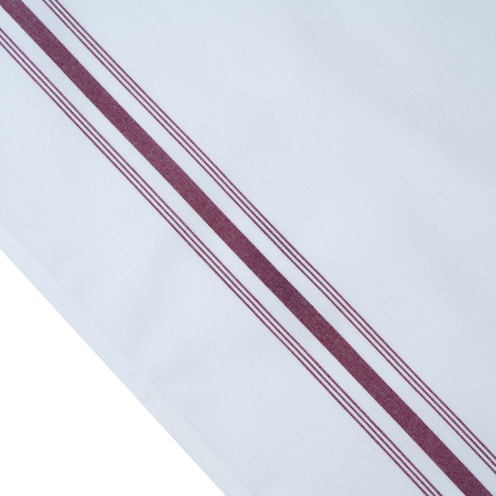 Luxenap White Woven Cloth Bistro Napkin - Burgundy Stripe - 18 1/2" x 22 3/4" - 10 count box