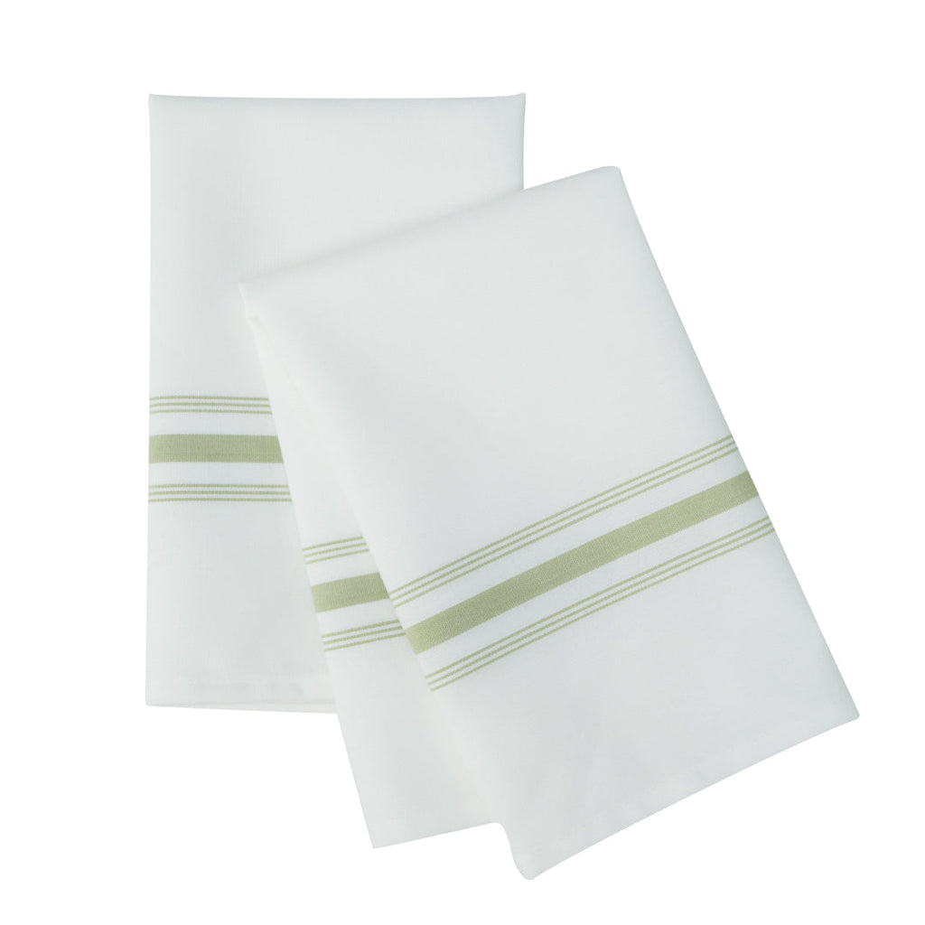 Luxenap White Woven Cloth Bistro Napkin - Lime Green Stripe - 18 1/2" x 22 3/4" - 10 count box