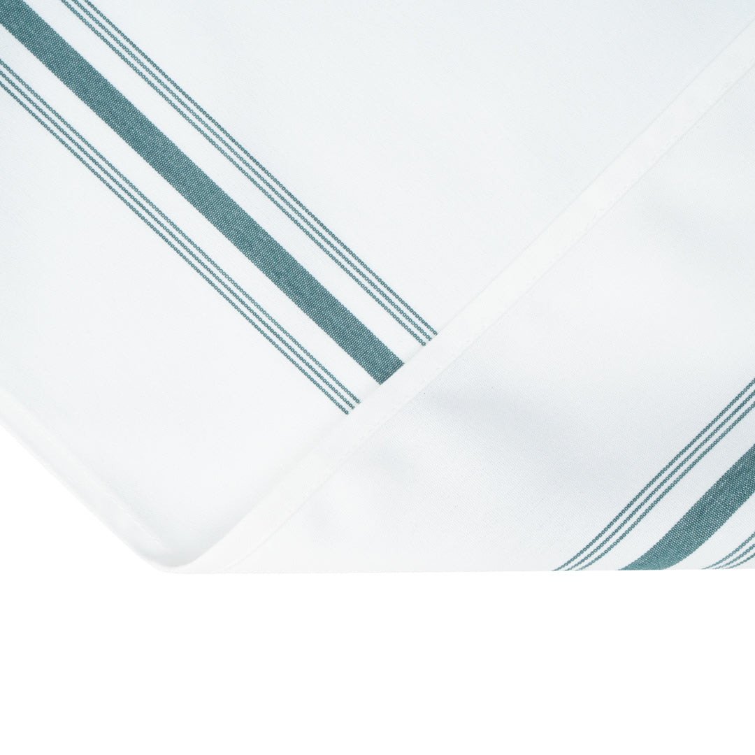 Luxenap White Woven Cloth Bistro Napkin - Green Stripe - 18 1/2" x 22 3/4" - 10 count box