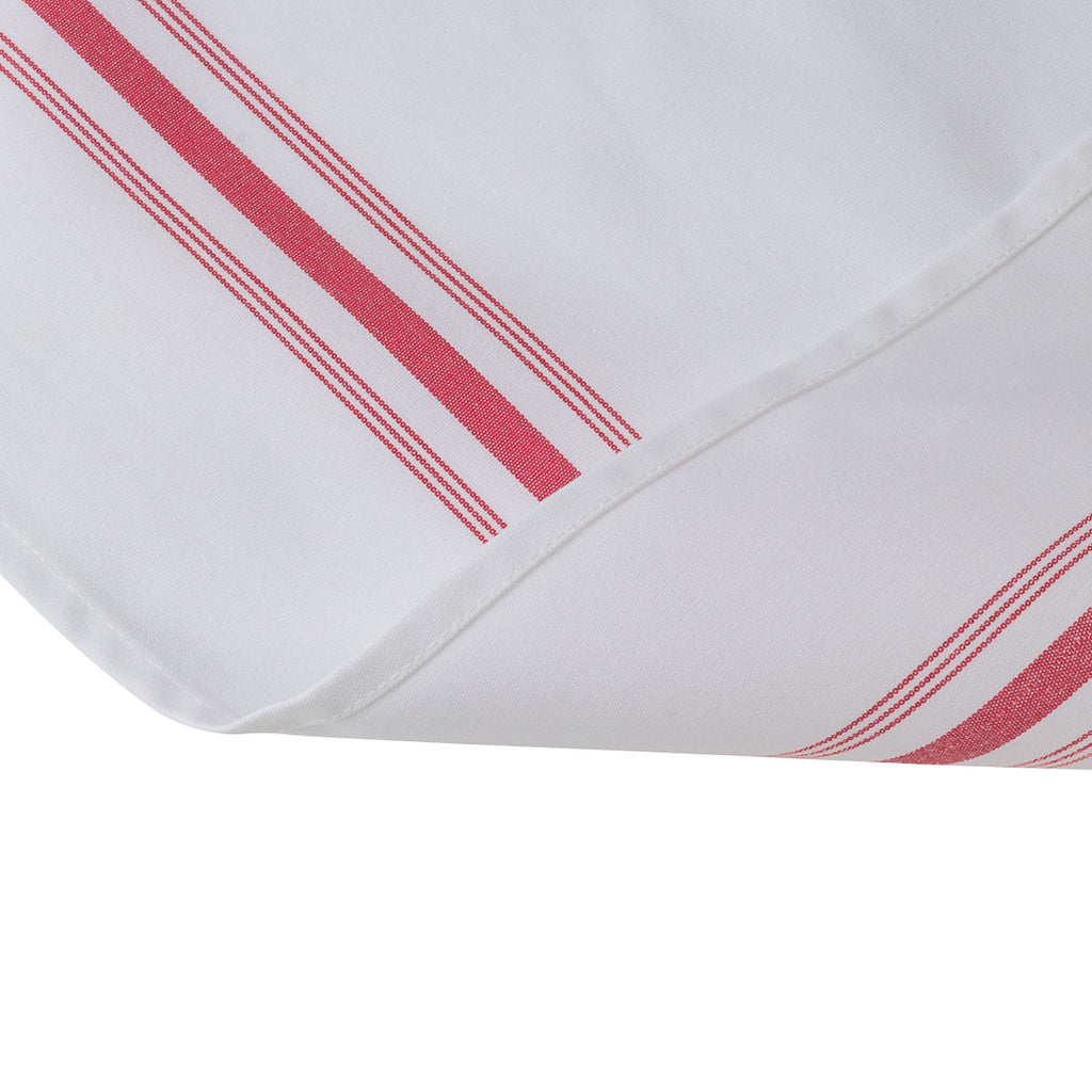 Luxenap White Woven Cloth Bistro Napkin - Red Stripe - 18 1/2" x 22 3/4" - 10 count box