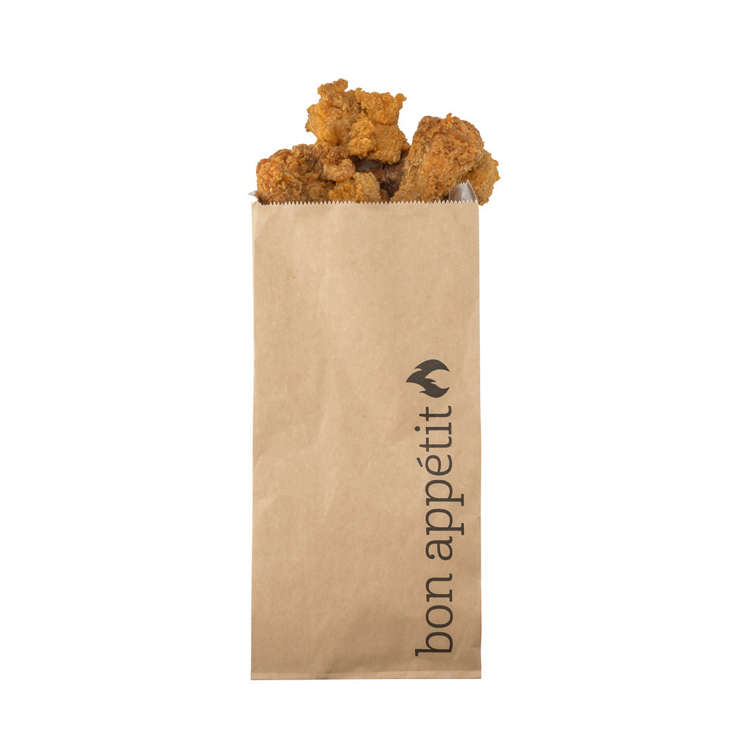 Bag Tek Kraft Paper Printed Foil Bag - Qt. Size, Bon Appetit - 5 1/2" x 3 1/4" x 12" - 100 count box