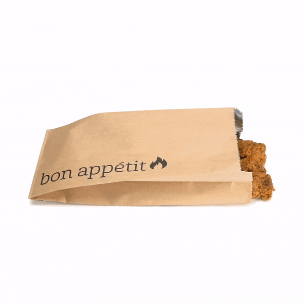 Bag Tek Kraft Paper Printed Foil Bag - Qt. Size, Bon Appetit - 5 1/2" x 3 1/4" x 12" - 100 count box