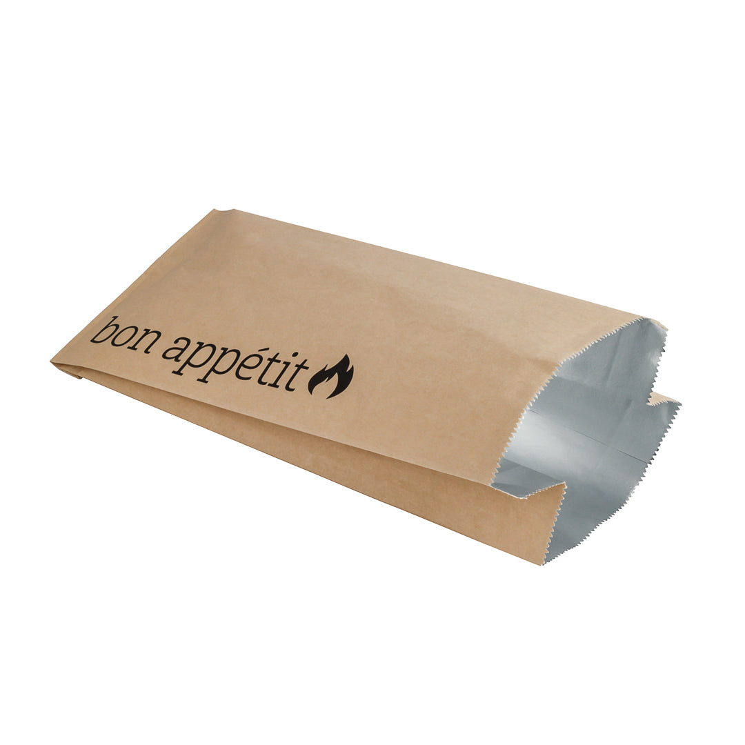 Bag Tek Kraft Paper Printed Foil Bag - Qt. Size, Bon Appetit - 5 1/2" x 3 1/4" x 12" - 100 count box