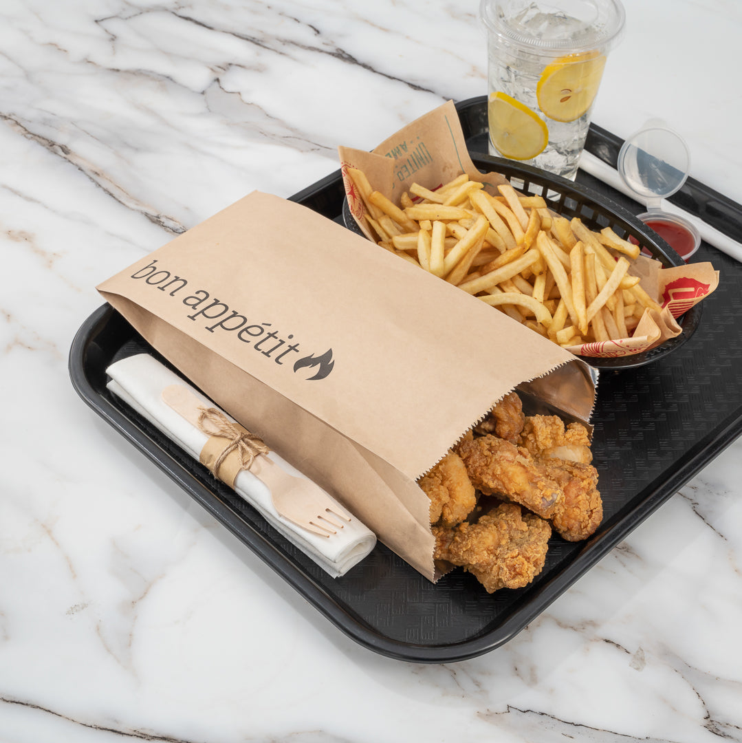 Bag Tek Kraft Paper Printed Foil Bag - Qt. Size, Bon Appetit - 5 1/2" x 3 1/4" x 12" - 100 count box