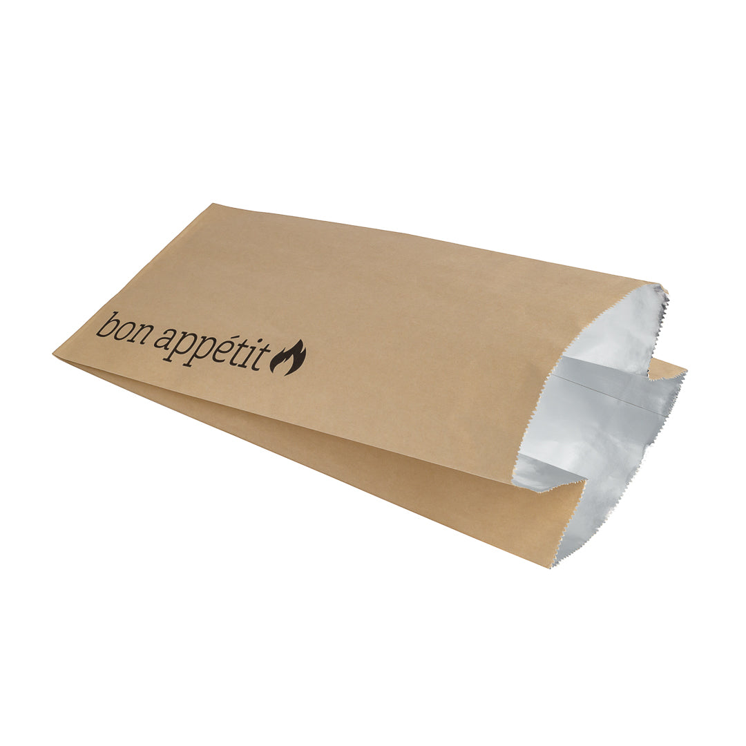 Bag Tek Kraft Paper Printed Foil Bag - 1/2 Gallon, Bon Appetit - 6 1/2" x 4 1/4" x 14 1/2" - 100 count box