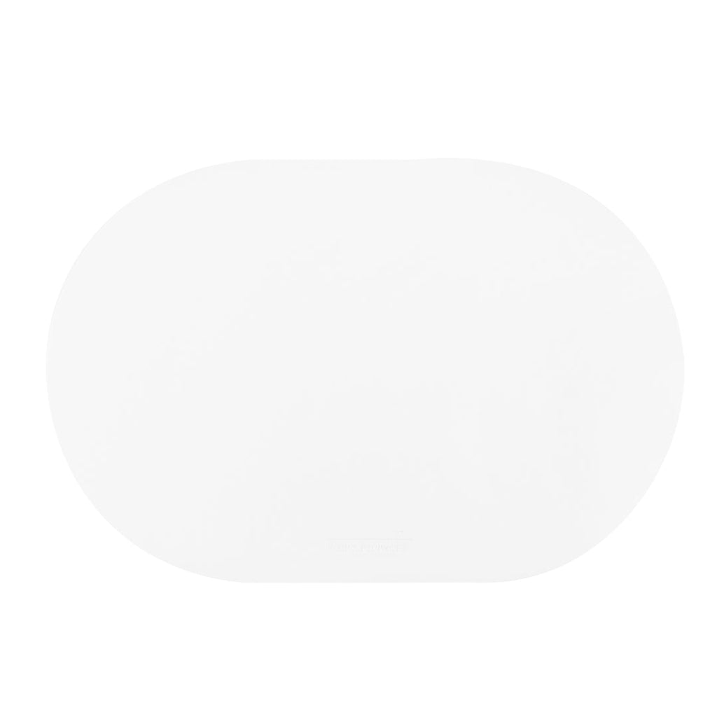 Chef 101 Oval White Vinyl Placemat - Embossed - 17 3/4" x 12" - 6 count box