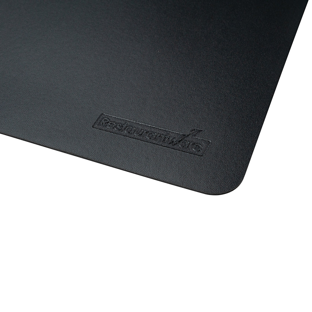 Chef 101 Rectangle Black Vinyl Placemat - Embossed - 17 3/4" x 12" - 6 count box
