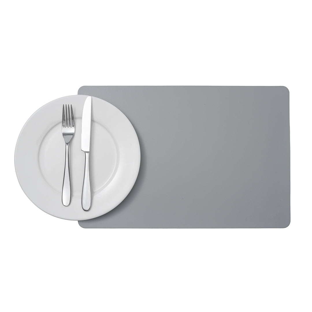 Chef 101 Rectangle Gray Vinyl Placemat - Embossed - 17 3/4" x 12" - 6 count box