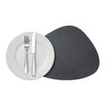 Chef 101 Egg-Shaped Black Vinyl Placemat - Embossed - 16" x 12" - 6 count box
