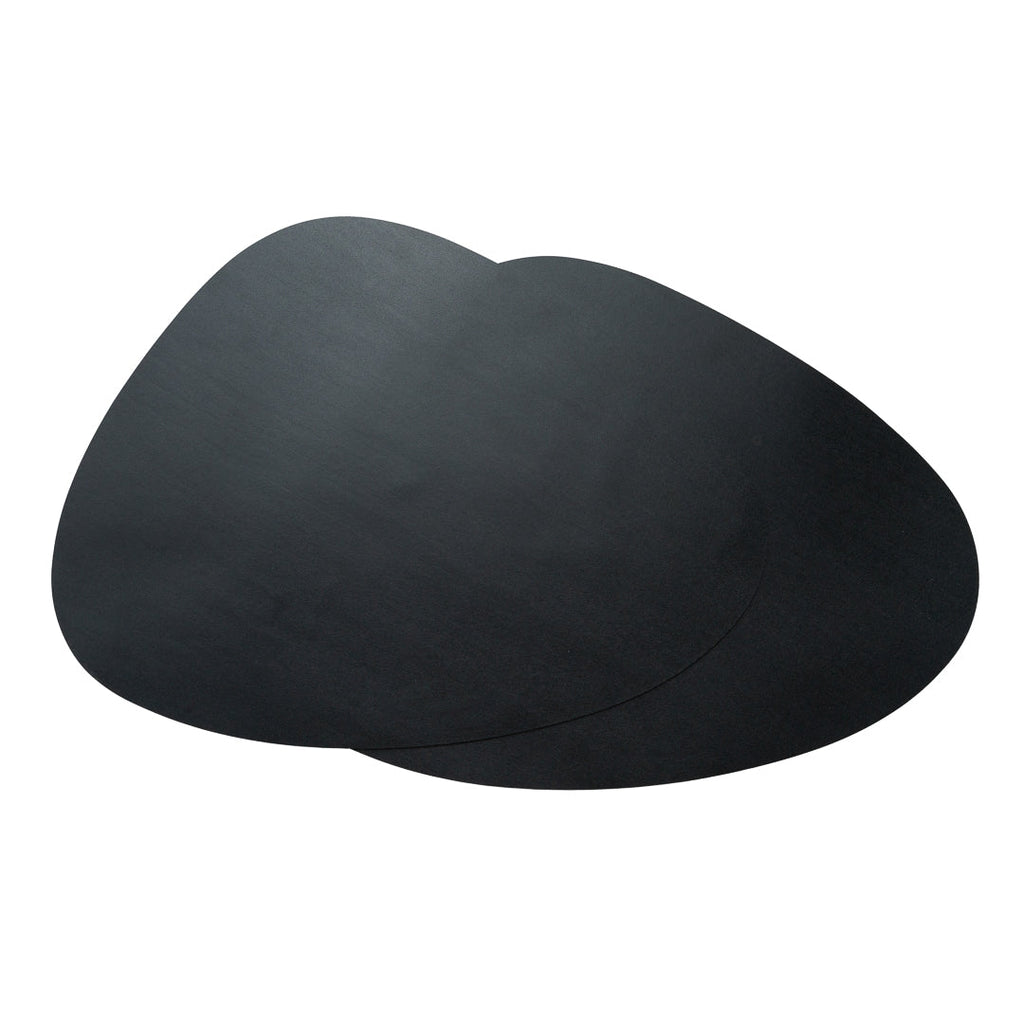 Chef 101 Egg-Shaped Black Vinyl Placemat - Embossed - 16" x 12" - 6 count box