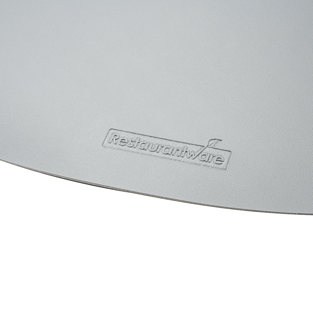 Chef 101 Egg-Shaped Gray Vinyl Placemat - Embossed - 16" x 12" - 6 count box