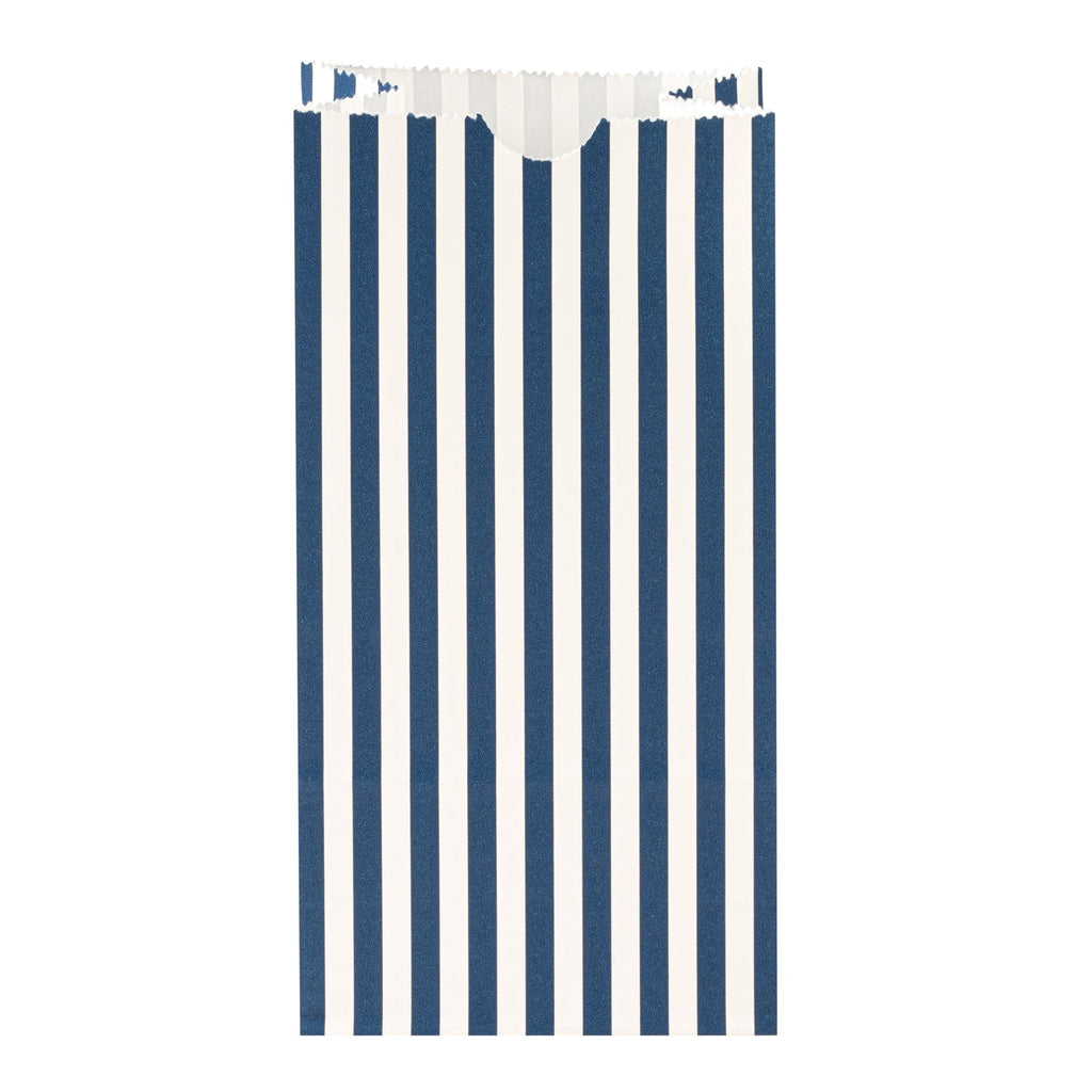 Bag Tek Blue and White Stripe Paper Bag - 2 lb - 4 1/4" x 2 1/4" x 8 1/2" - 100 count box