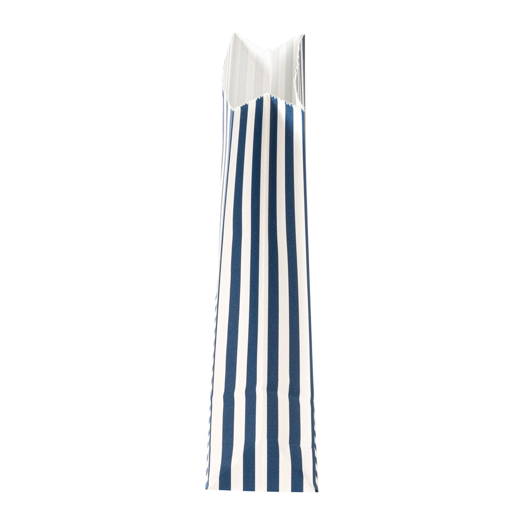 Bag Tek Blue and White Stripe Paper Bag - 2 lb - 4 1/4" x 2 1/4" x 8 1/2" - 100 count box