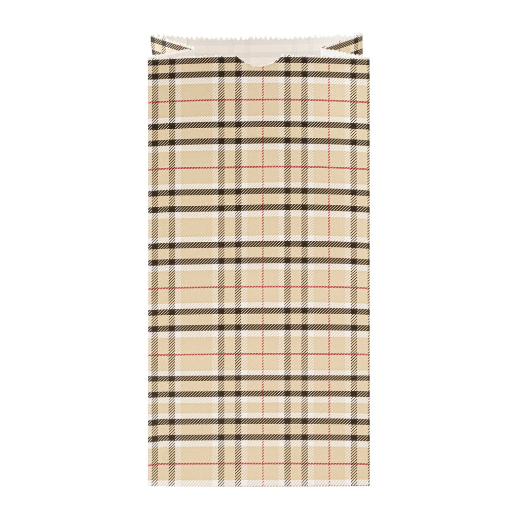Bag Tek Plaid Paper Bag - 2 lb - 4 1/4" x 2 1/4" x 8 1/2" - 100 count box