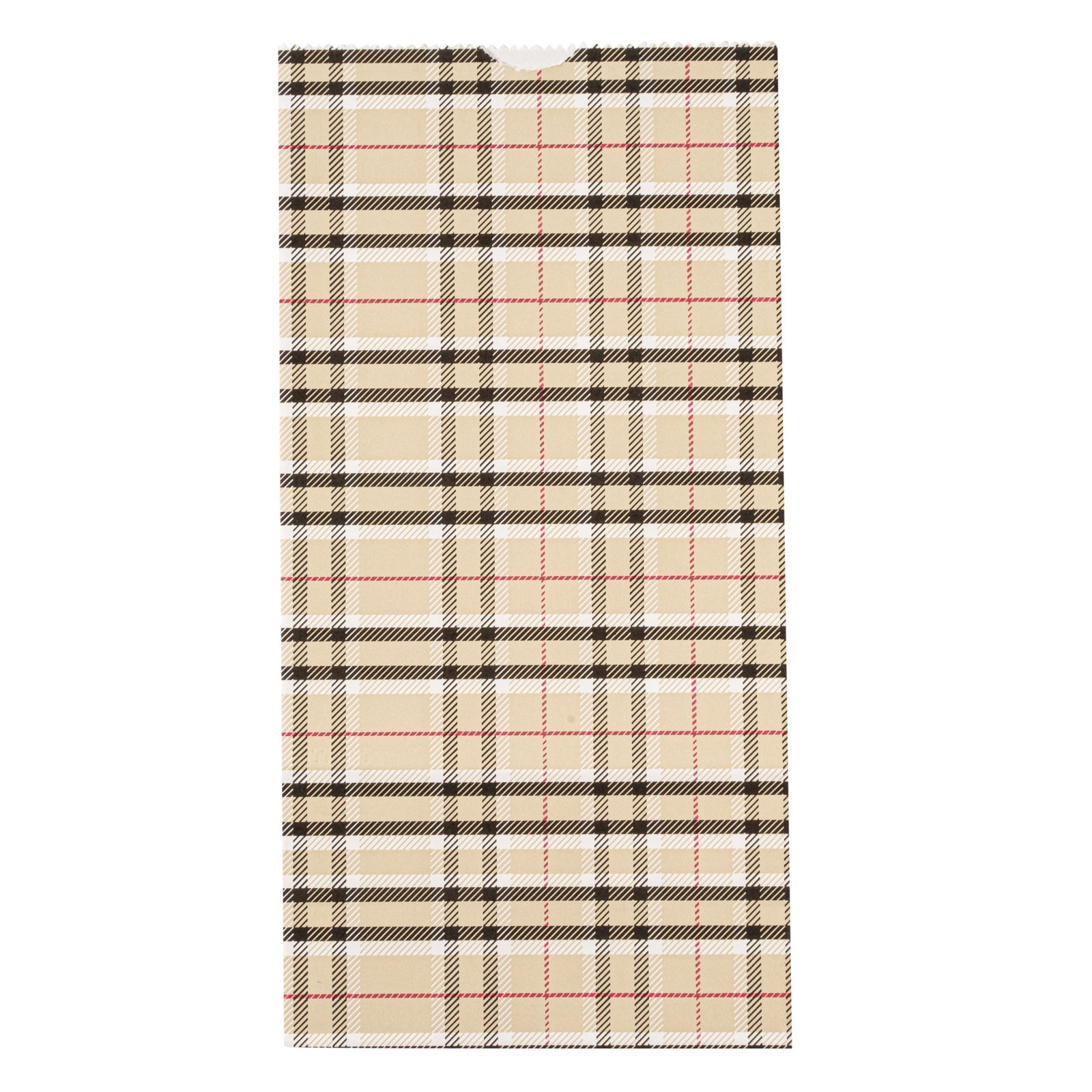 Bag Tek Plaid Paper Bag - 2 lb - 4 1/4" x 2 1/4" x 8 1/2" - 100 count box
