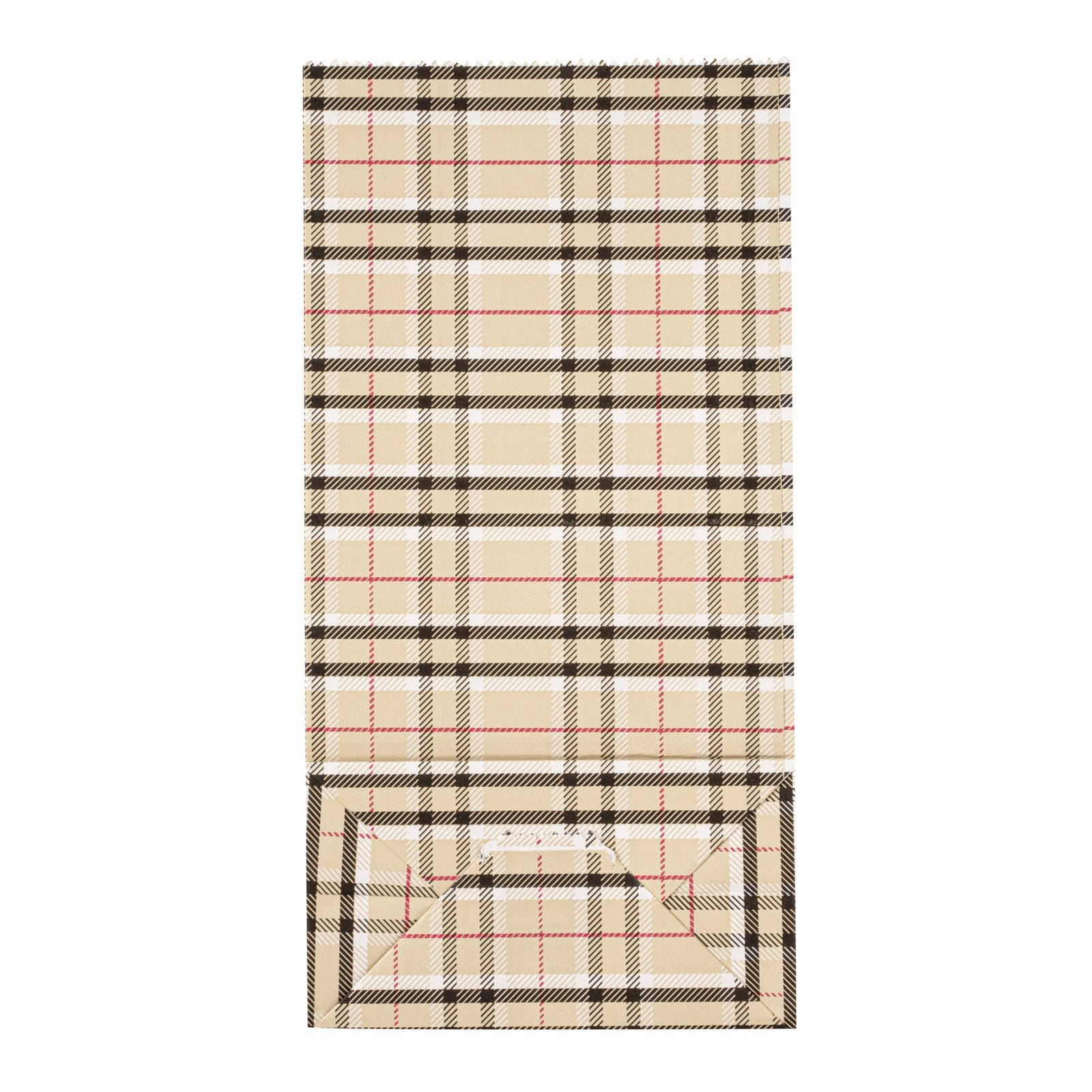 Bag Tek Plaid Paper Bag - 2 lb - 4 1/4" x 2 1/4" x 8 1/2" - 100 count box