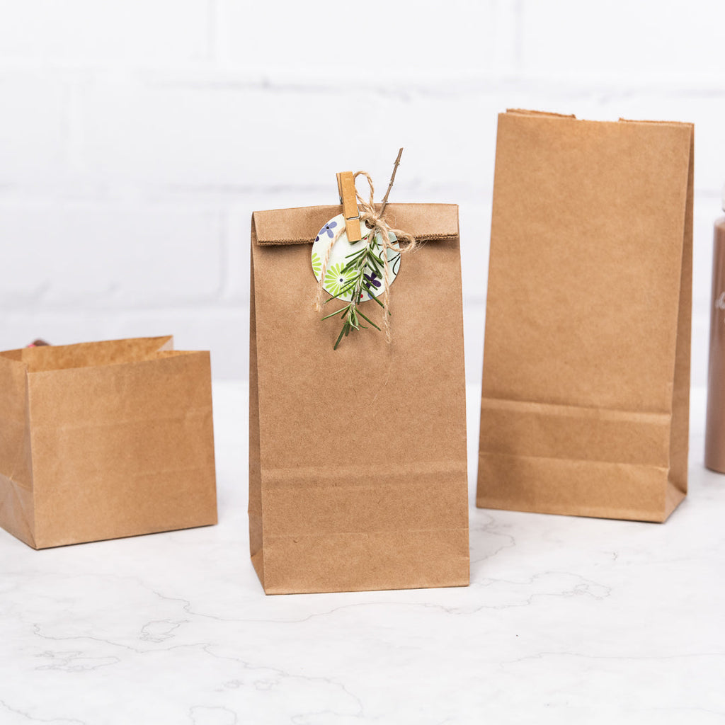Bag Tek Kraft Paper Bag - 2 lb - 4 1/4" x 2 1/4" x 8 1/2" - 100 count box