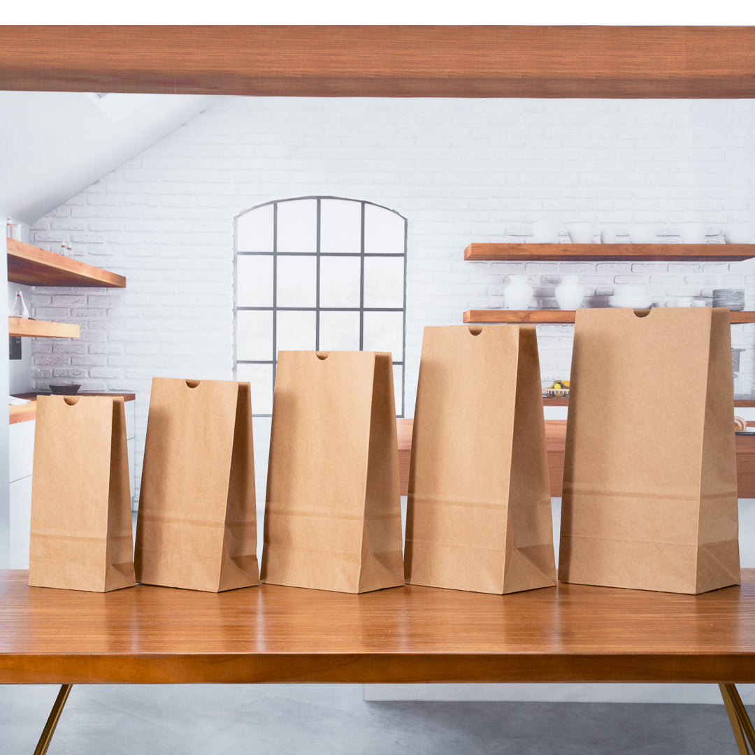 Bag Tek Kraft Paper Bag - 2 lb - 4 1/4" x 2 1/4" x 8 1/2" - 100 count box