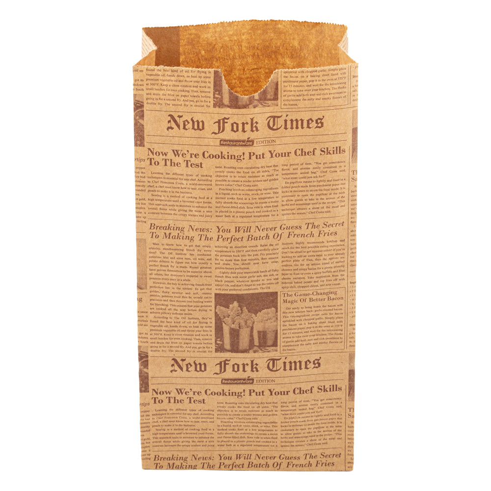 Bag Tek Kraft Newsprint Paper Bag - 2 lb - 4 1/4" x 2 1/4" x 8 3/4" - 100 count box