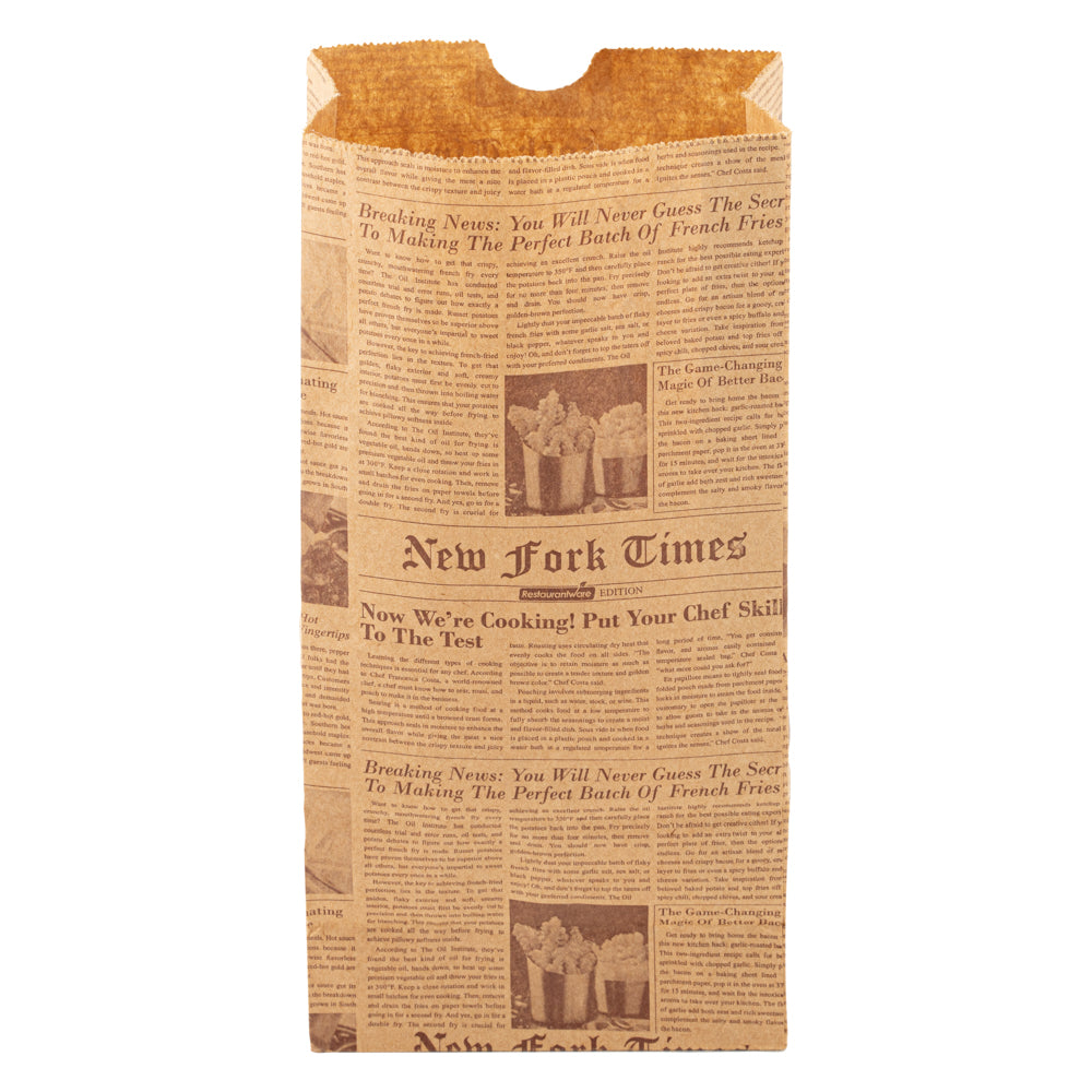 Bag Tek Kraft Newsprint Paper Bag - 2 lb - 4 1/4" x 2 1/4" x 8 3/4" - 100 count box