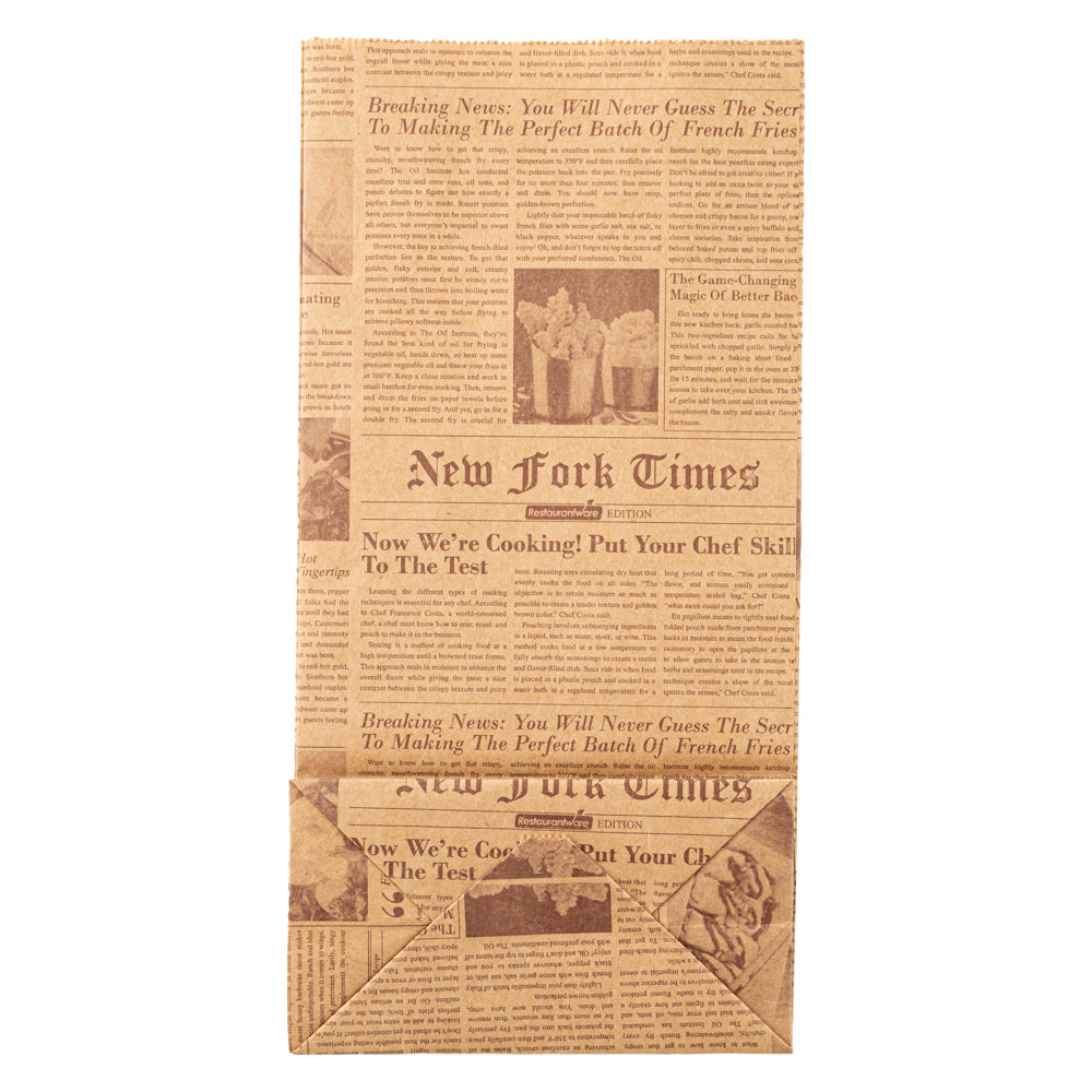 Bag Tek Kraft Newsprint Paper Bag - 2 lb - 4 1/4" x 2 1/4" x 8 3/4" - 100 count box