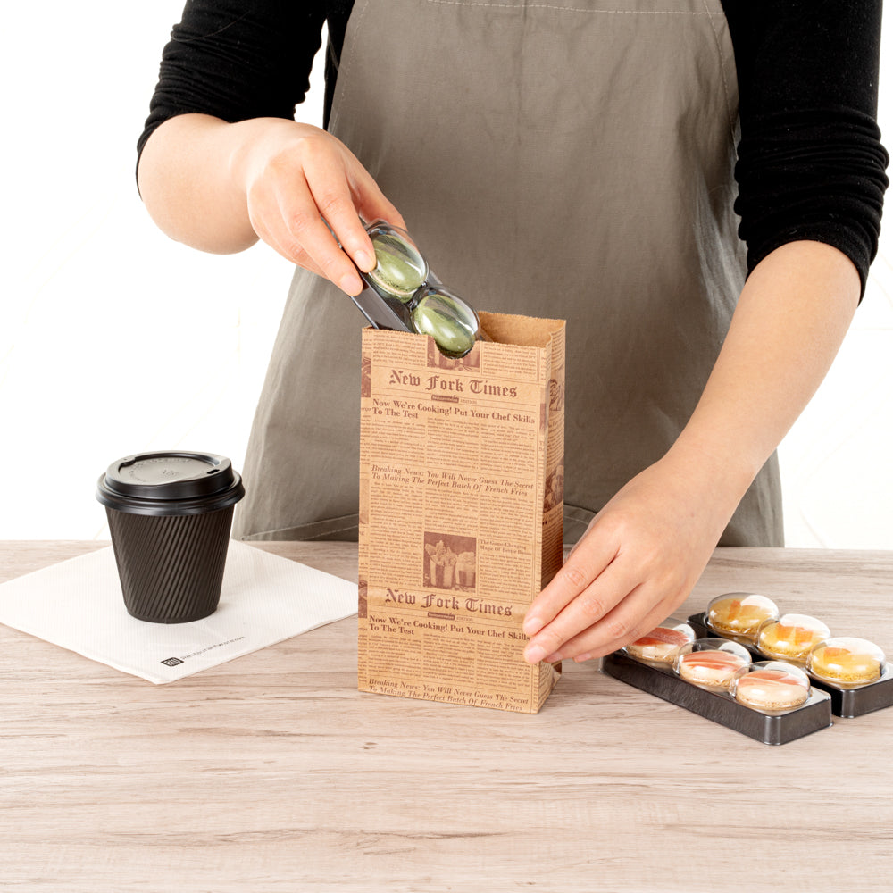 Bag Tek Kraft Newsprint Paper Bag - 2 lb - 4 1/4" x 2 1/4" x 8 3/4" - 100 count box