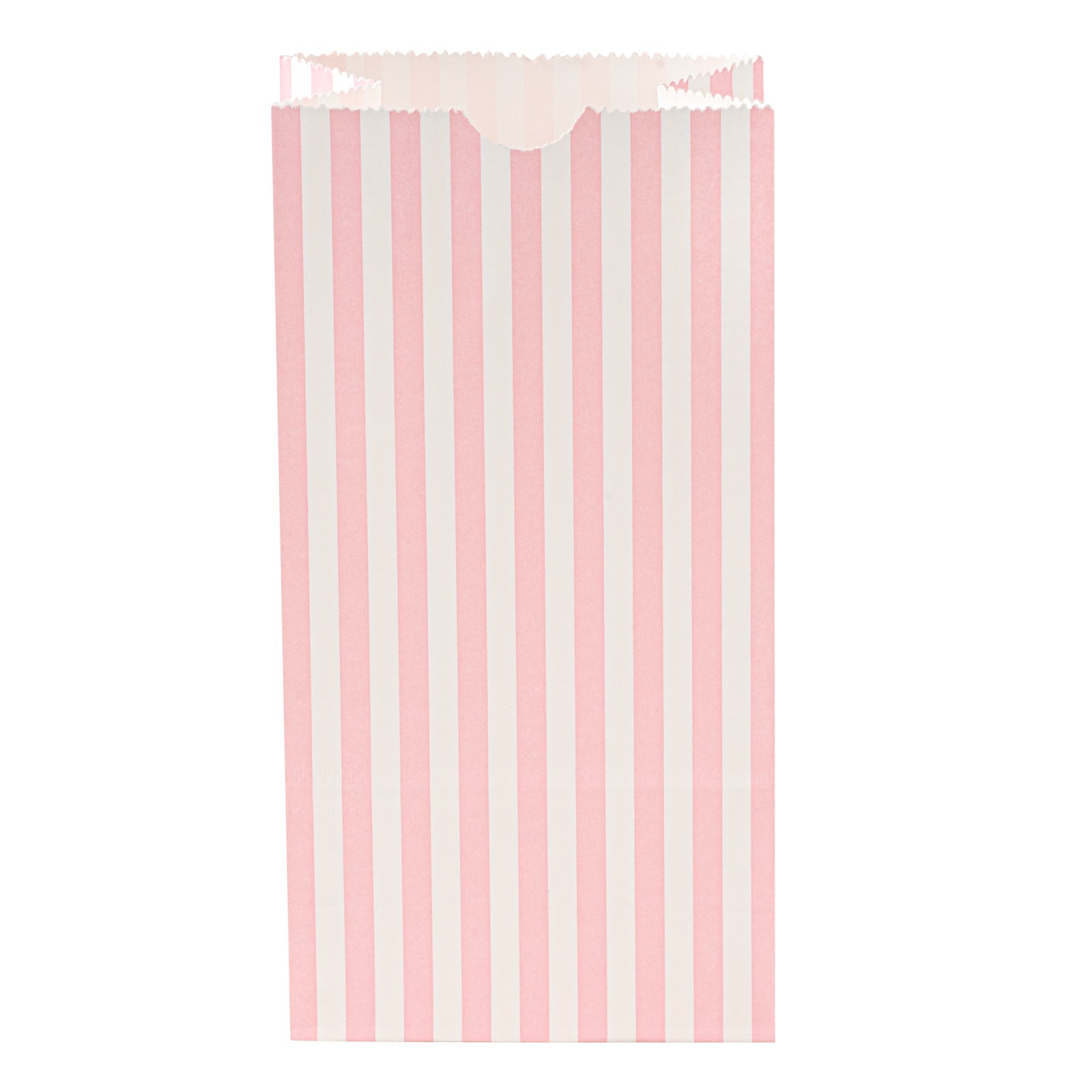 Bag Tek Pink and White Stripe Paper Bag - 2 lb - 4 1/4" x 2 1/4" x 8 1/2" - 100 count box