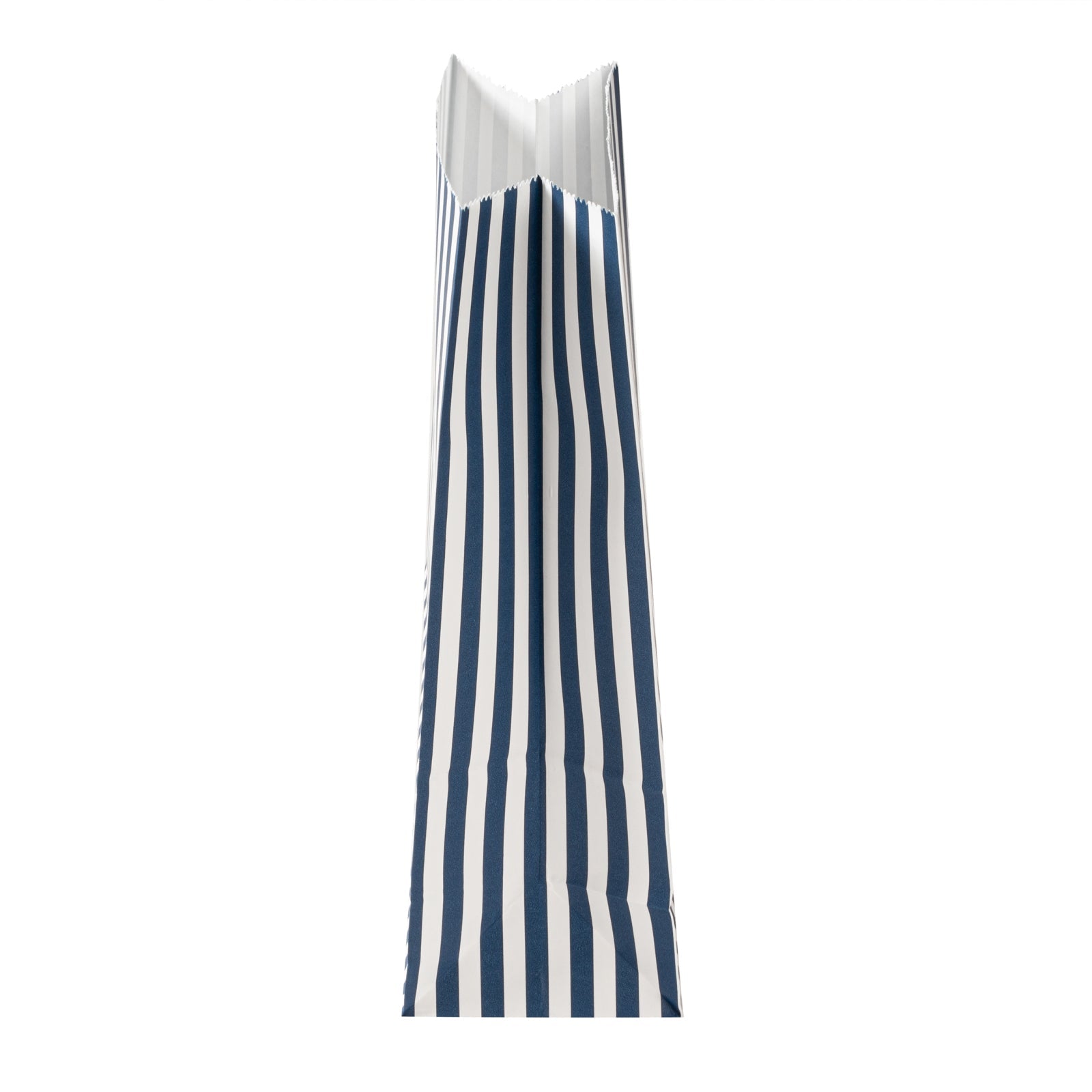 Bag Tek Blue and White Stripe Paper Bag - 4 lb - 5" x 3 1/4" x 9 1/2" - 100 count box