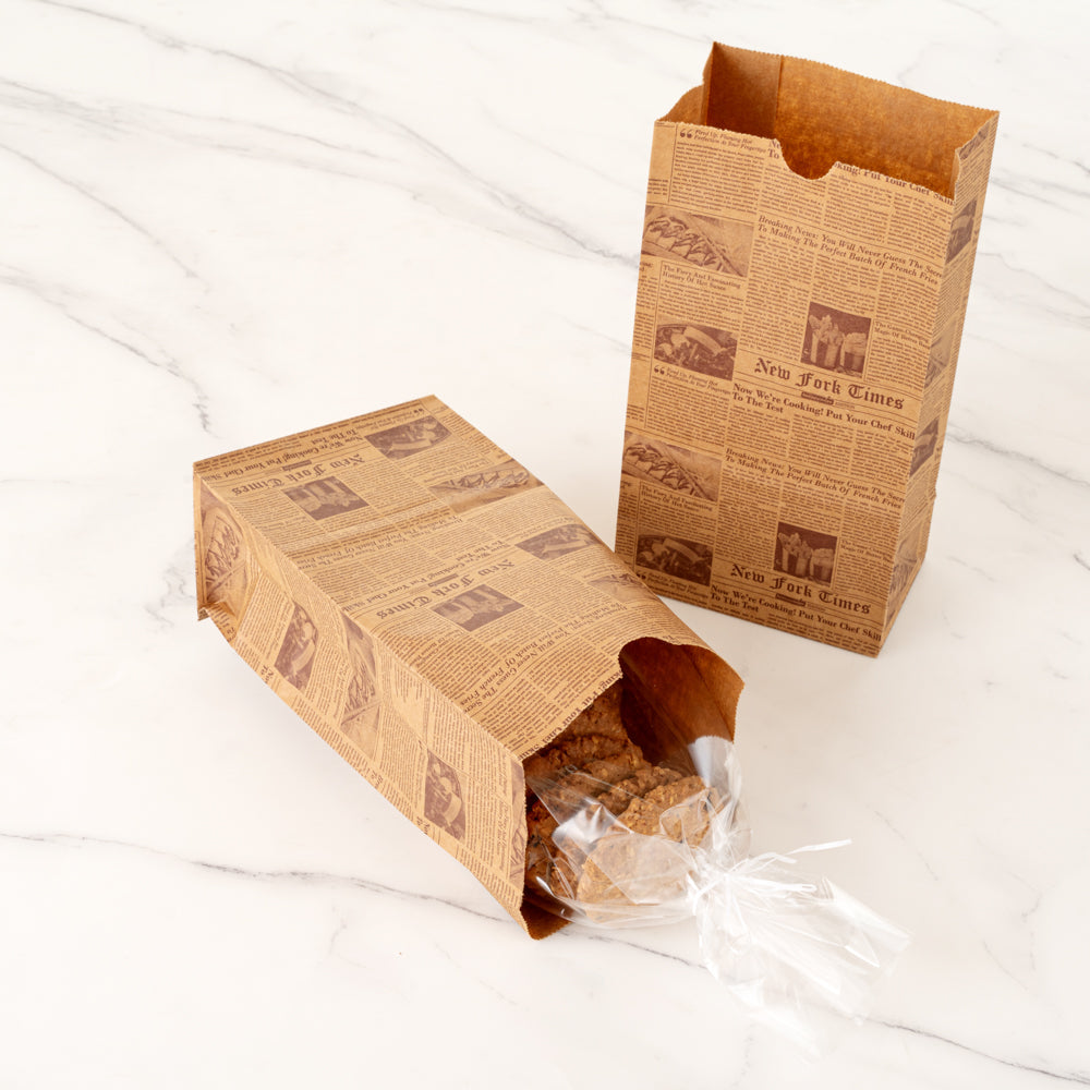 Bag Tek Kraft Newsprint Paper Bag - 4 lb - 5" x 3 1/4" x 9 1/2" - 100 count box