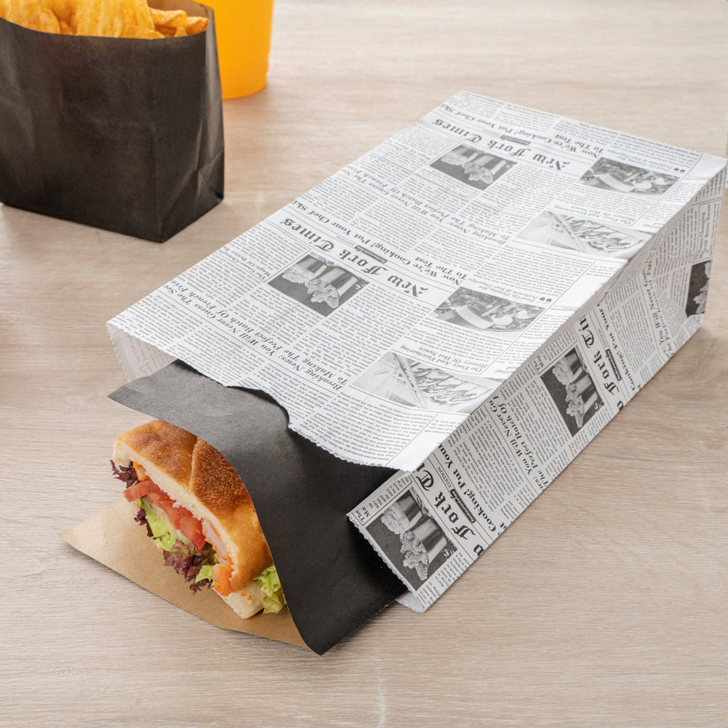 Bag Tek Newsprint Paper Bag - 4 lb - 5" x 3 1/4" x 9 1/2" - 100 count box