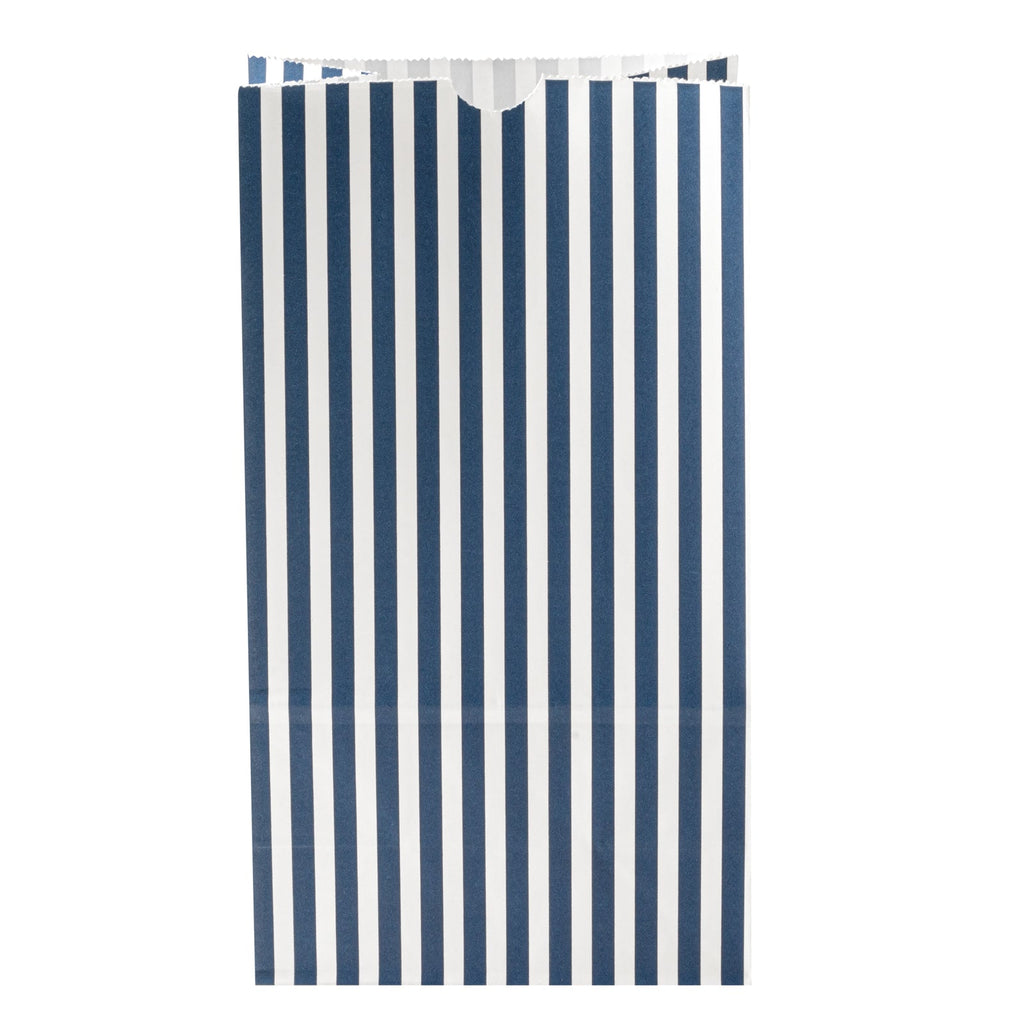 Bag Tek Blue and White Stripe Paper Bag - 6 lb - 6" x 3 1/2" x 10 3/4" - 100 count box