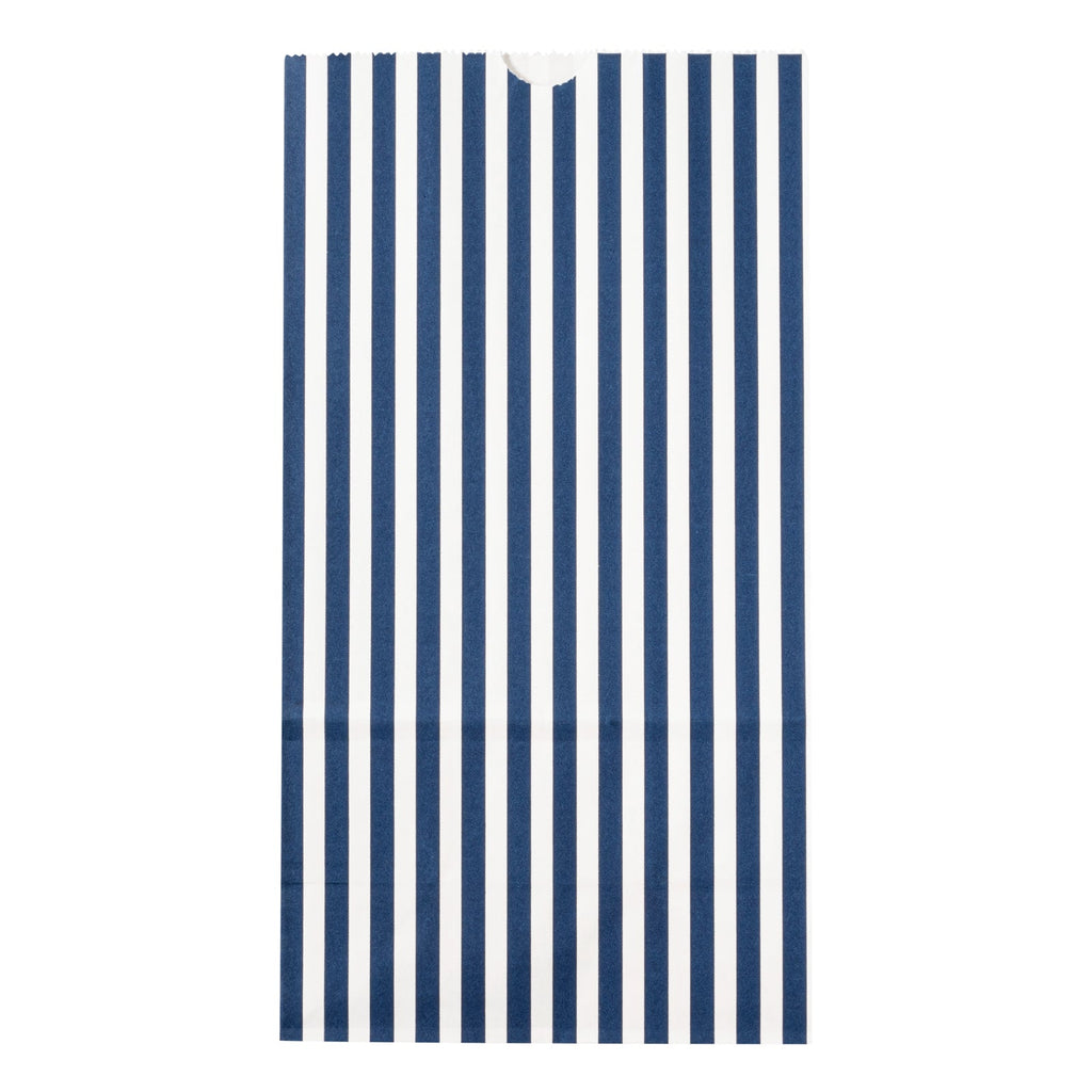 Bag Tek Blue and White Stripe Paper Bag - 6 lb - 6" x 3 1/2" x 10 3/4" - 100 count box