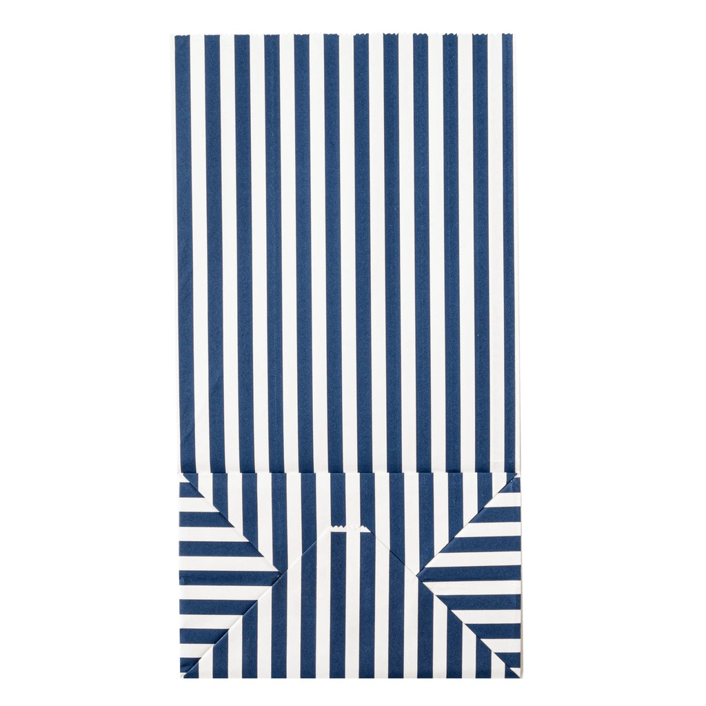 Bag Tek Blue and White Stripe Paper Bag - 6 lb - 6" x 3 1/2" x 10 3/4" - 100 count box