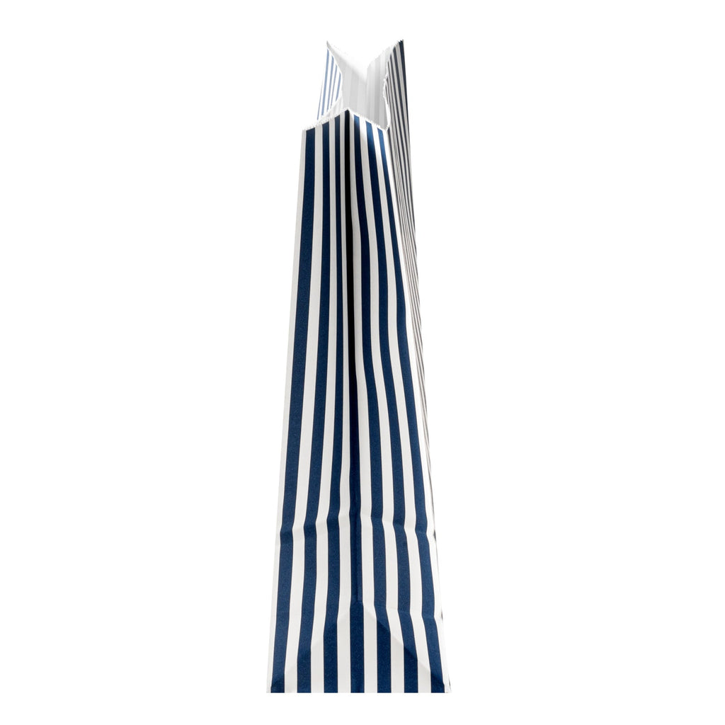 Bag Tek Blue and White Stripe Paper Bag - 6 lb - 6" x 3 1/2" x 10 3/4" - 100 count box