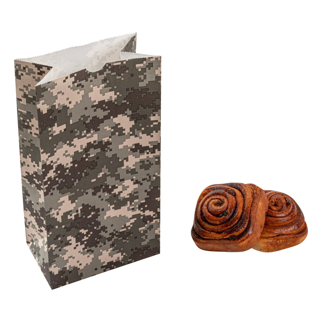 Bag Tek Camouflage Paper Bag - 6 lb - 6" x 3 1/2" x 10 3/4" - 100 count box