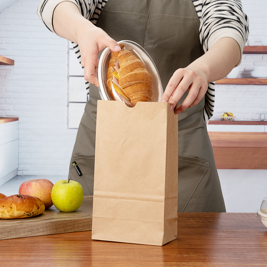 Bag Tek Kraft Paper Bag - 6 lb - 6" x 3 1/2" x 10 3/4" - 100 count box