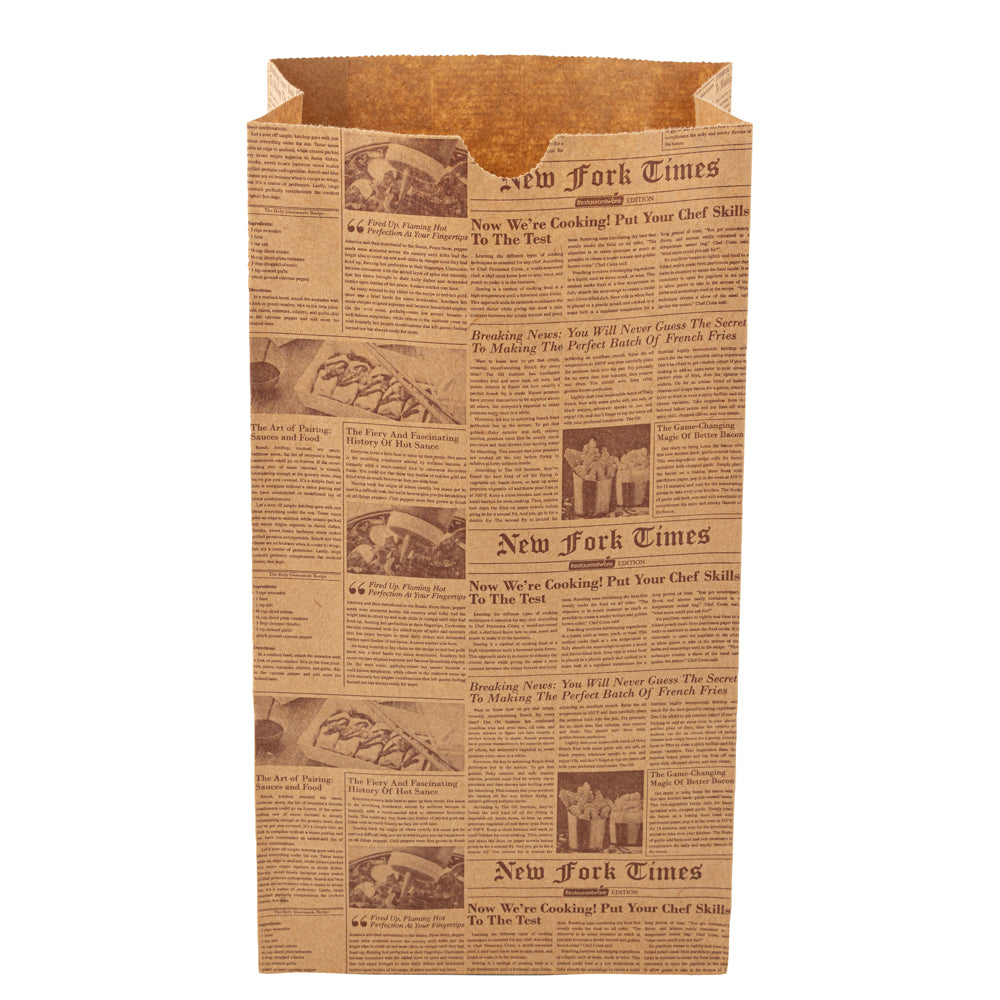 Bag Tek Kraft Newsprint Paper Bag - 6 lb - 6" x 3 1/2" x 10 3/4" - 100 count box