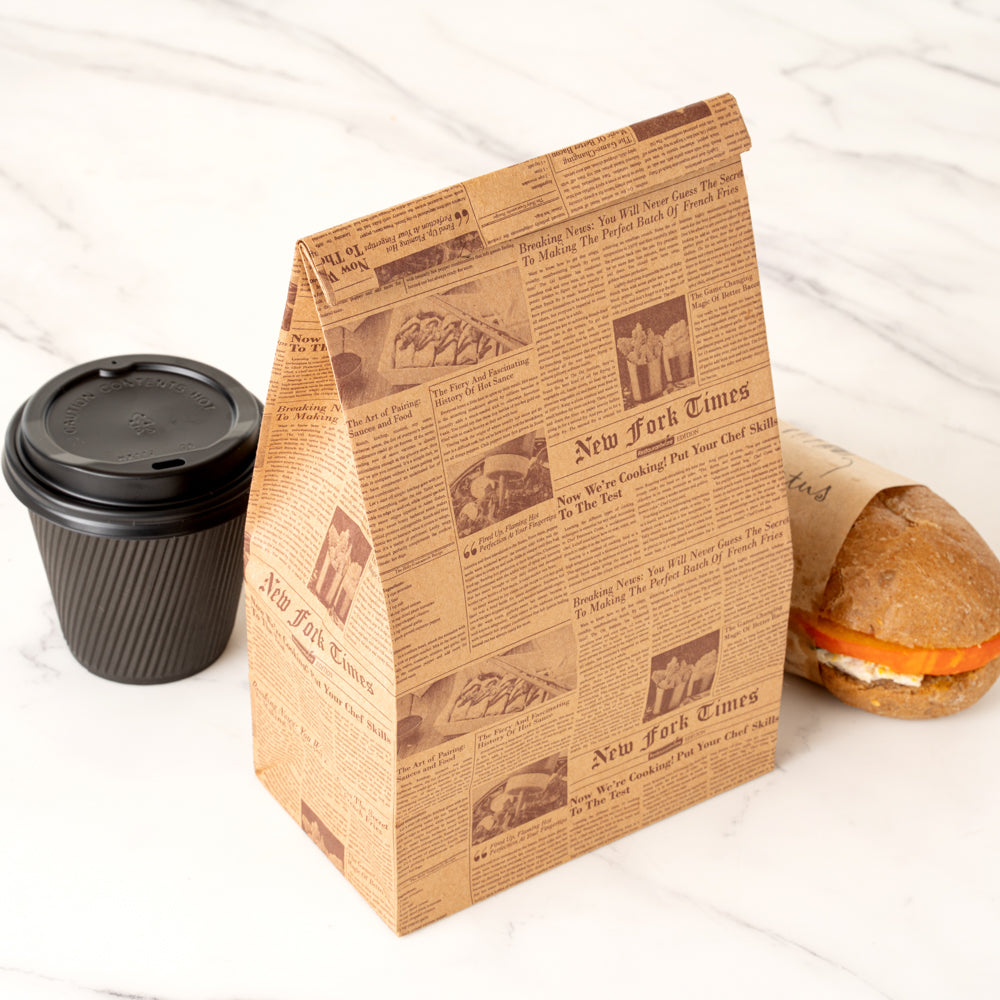 Bag Tek Kraft Newsprint Paper Bag - 6 lb - 6" x 3 1/2" x 10 3/4" - 100 count box
